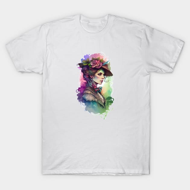 Whimsical Victorian Lady: Pastel Art T-Shirt by GoblinGlamour